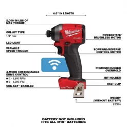 Milwaukee M18 FUEL™ Cordless 1/4" Hex Impact Driver w/ ONE-KEY™ 3 M18 FUEL™ Cordless 1/4" Hex Impact Driver w/ ONE-KEY™