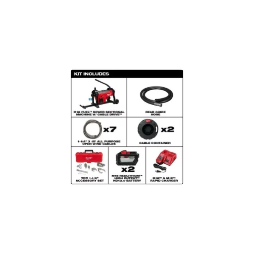 200 ft Cordless Drain Cleaning Machine, 18.0 V