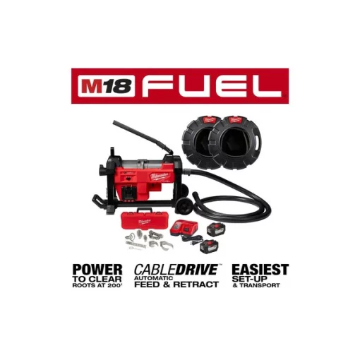 200 ft Cordless Drain Cleaning Machine, 18.0 V