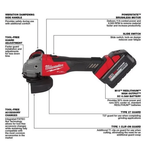 M18 FUEL™ Cordless 4-1/2" / 5" Grinder Slide Switch, Lock-On Kit