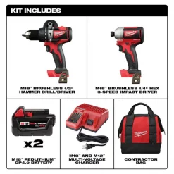 Milwaukee Cordless Combination Kit, 18.0V, Li-Ion 6 Cordless Combination Kit, 18.0V, Li-Ion