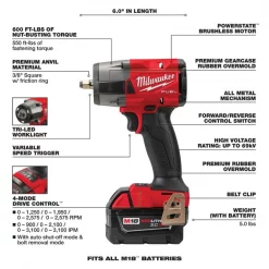 Milwaukee M18 FUEL™ Cordless 3/8" Mid-Torque Impact Wrench w/ Friction Ring Kit 6 M18 FUEL™ Cordless 3/8" Mid-Torque Impact Wrench w/ Friction Ring Kit