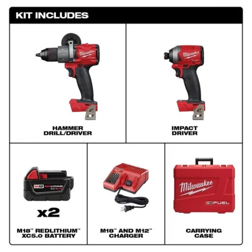 M18 FUEL™ Cordless Combo Kit, 75pc. Drill Set, w/ Packout™ Rolling Toolbox