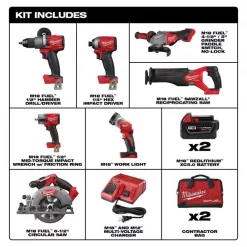 Milwaukee M18 FUEL™ Cordless 7 Tool Combo Kit 10 M18 FUEL™ Cordless 7 Tool Combo Kit