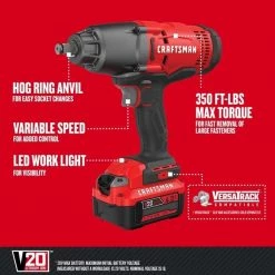 Cordless 1/2" Impact Wrench Kit 20V