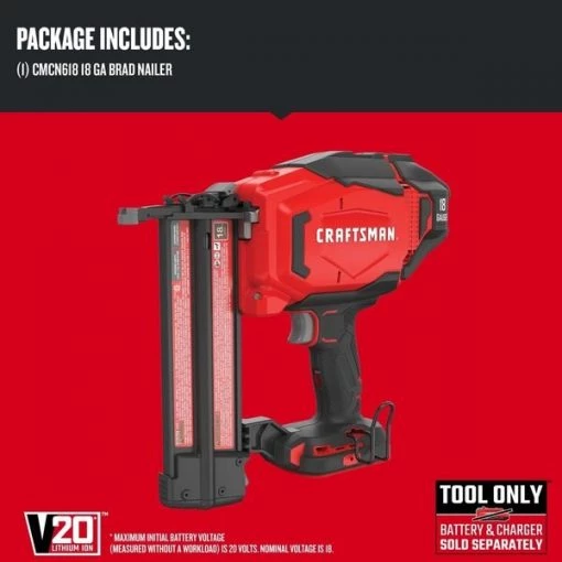 Cordless Brad Nailer 20V, 18ga (Tool Only