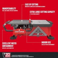 Cordless Compact Wet Tile Saw 7" 20V