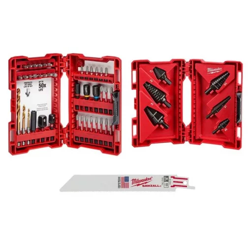 Impact Drill Set 40PC w/ 6PC Step Bit Set, 5pk 6” 18TPI Sawzall Blades