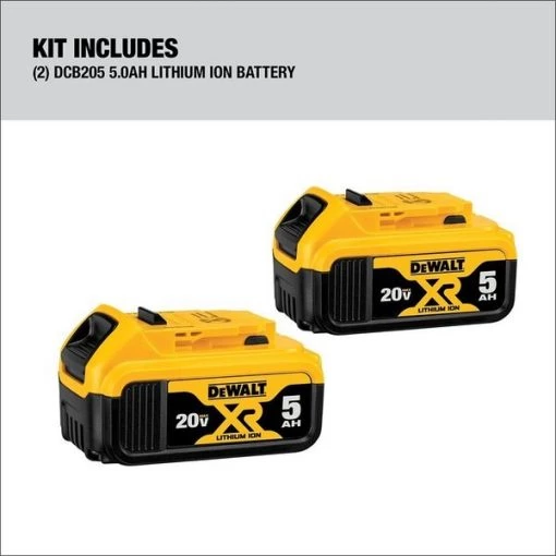 20V DCV Li-Ion Battery, 5Ah Capacity (2 Pack)