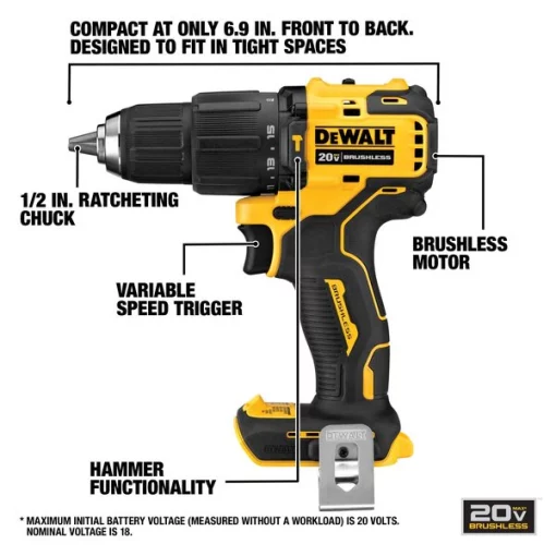 Cordless Hammer Drill/Driver, 20.0V