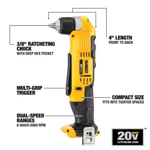 3/8 in, 20V DC Cordless Drill, Battery Included
