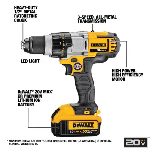 1/2 in, 20V DC Cordless Drill, Battery Included