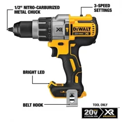 20.0 V Hammer Drill, Battery Included, 1/2 in Chuck