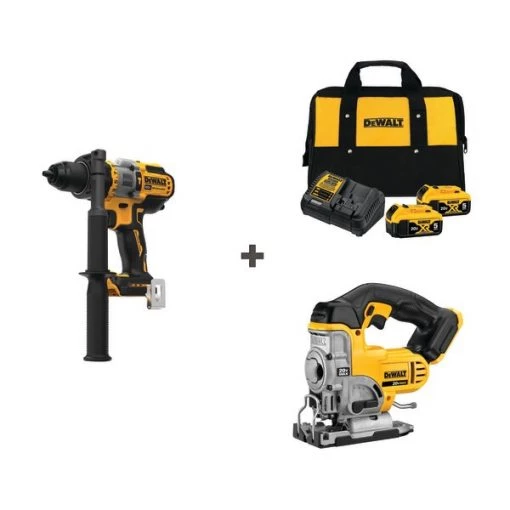 Cordless Hmr Drill and Jig w/DCB205-2CK