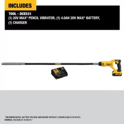 Dewalt 20V MAX* Pencil Vibrator Kit 5 20V MAX* Pencil Vibrator Kit