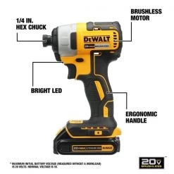 20V MAX 1/4In Cordless Impact Driver Kit, (1) 1.3Ah Battery