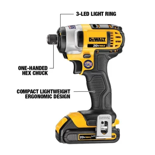 20V MAX 1/4In Cordless Impact Driver Kit, (2) 1.5Ah Batteries