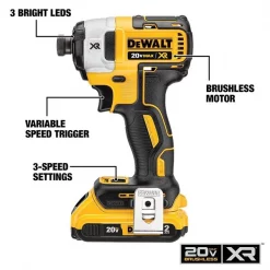 20V 1/4In Cordless 3-speed Impact Driver Kit with (2) 2.0Ah Batteries