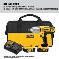 Dewalt Cordless Impact Wrench Kit, 20V 1/2" Pin Detent, DCF889M2 4 Cordless Impact Wrench Kit, 20V 1/2" Pin Detent, DCF889M2
