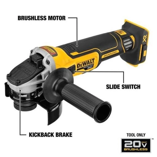 20V MAX* XR(R) 4.5 IN. SLIDE SWITCH SMALL ANGLE GRINDER WITH KICKBACK BRAKE (TOOL ONLY)