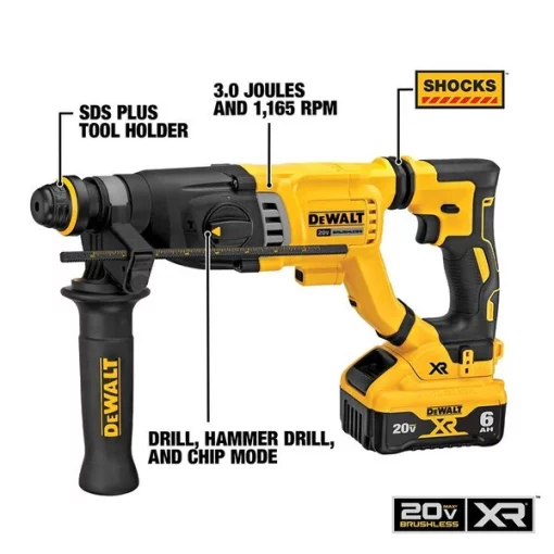 20V MAX* 1-1/8 in. Brushless Cordless SDS PLUS D-Handle Rotary Hammer Kit
