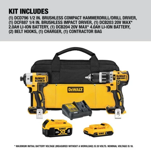Cordless Combo Kit, Li-Ion, 20.0V