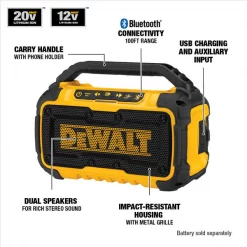 Dewalt Jobsite Bluetooth Speaker, 12.0V, Li-Ion 7 Jobsite Bluetooth Speaker, 12.0V, Li-Ion