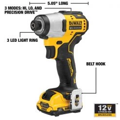 Dewalt Impact Driver, Pistol Grip, 12VDC 8 Impact Driver, Pistol Grip, 12VDC