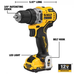 Dewalt Drill, Cordless, 1, 500 RPM, 12V DC 8 Drill, Cordless, 1, 500 RPM, 12V DC
