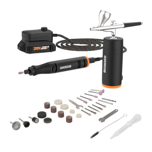 Worx 20V MAKERX 2pc Combo Kit - Rotary Tool + Air Brush 1 20V MAKERX 2pc Combo Kit – Rotary Tool + Air Brush