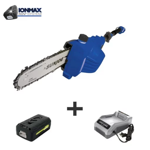 8" Battery Powered Cordless Telescoping Pole Chain Saw, Blue