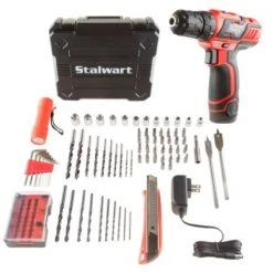Fleming Supply 12V Lithium Ion 75 Pc 2 Speed Drill and Accessory Tool Set