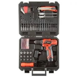 Fleming Supply 12V Lithium Ion 75 Pc 2 Speed Drill and Accessory Tool Set
