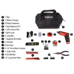 3.6V Cordless Drill, Rechargeable Lithium-Ion Battery, 121-piece Accessory Set with Bits, Drivers