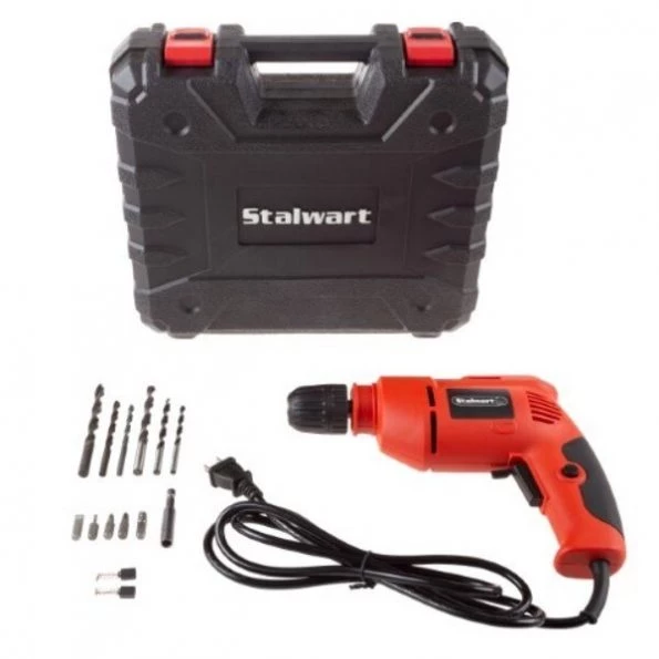 Electric Power Drill with 6-Foot Cord, Variable Speed, Reversable Wired Screwdriver with Bubble Level
