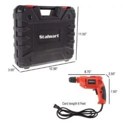 Electric Power Drill with 6-Foot Cord, Variable Speed, Reversable Wired Screwdriver with Bubble Level