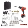 Fleming Supply 20V Cordless Drill with Rechargeable Lithium-Ion Battery, 89 Piece Accessory Set Portable Power Tool