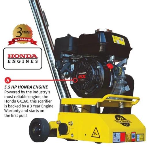 8" Concrete Scarifier 5.5HP Honda Engine with Blades OSHA Compliant