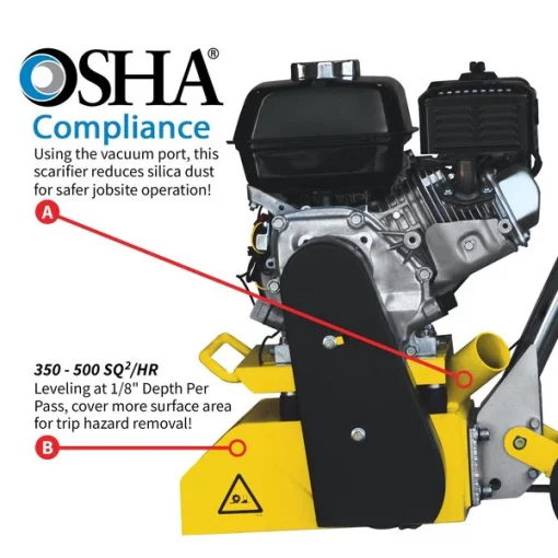 8" Concrete Scarifier 5.5HP Honda Engine with Blades OSHA Compliant