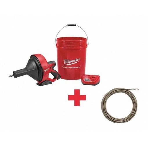 Milwaukee 25 ft Cordless Drain Cleaning Machine, 12V 1 25 ft Cordless Drain Cleaning Machine, 12V