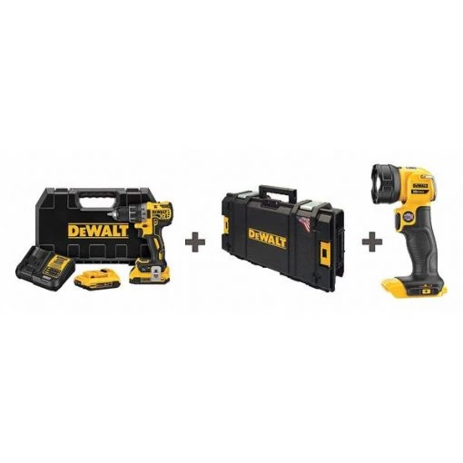 Dewalt Cordless Combo Kit, w/ Drill, Light 1 Cordless Combo Kit, w/ Drill, Light