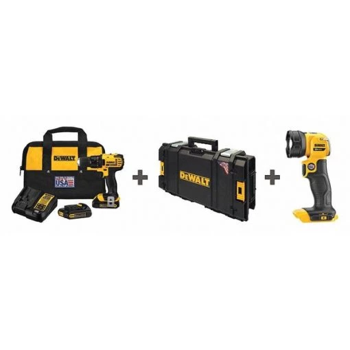 Dewalt Cordless Combo Kit, w/ Drill, Light 1 Cordless Combo Kit, w/ Drill, Light