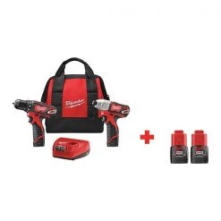 Milwaukee Cordless Combination Kit, 2 Tools, 12V DC