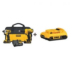 Dewalt Cordless Combination Kit, 2 Tools, 20V DC