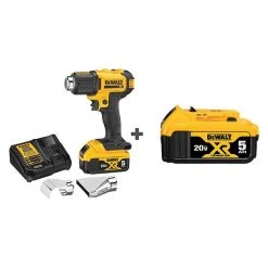 Dewalt Heat Gun Kit, Battery Powered, 20V DC, Dual Temp. Setting, 400 Watt, Pistol Handle