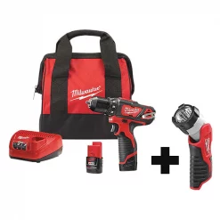 Milwaukee Drill Kit, Cordless, 1700 RPM, 12V DC 2 Drill Kit, Cordless, 1700 RPM, 12V DC