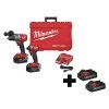 Milwaukee Cordless Combination Kit, 18V, 2 Tools, Hammer Drill: 483A47