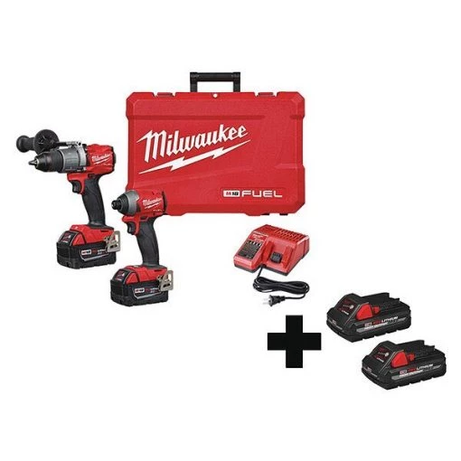 Milwaukee Cordless Combination Kit, 18V, 2 Tools, Hammer Drill: 483A47 1 Cordless Combination Kit, 18V, 2 Tools, Hammer Drill: 483A47