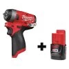 Milwaukee Impact Wrench, Bare Tool, Battery, 12VDC