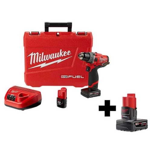 Milwaukee Cordless Hammer Drill Kit, 12V, 1/2 Chuck 1 Cordless Hammer Drill Kit, 12V, 1/2 Chuck